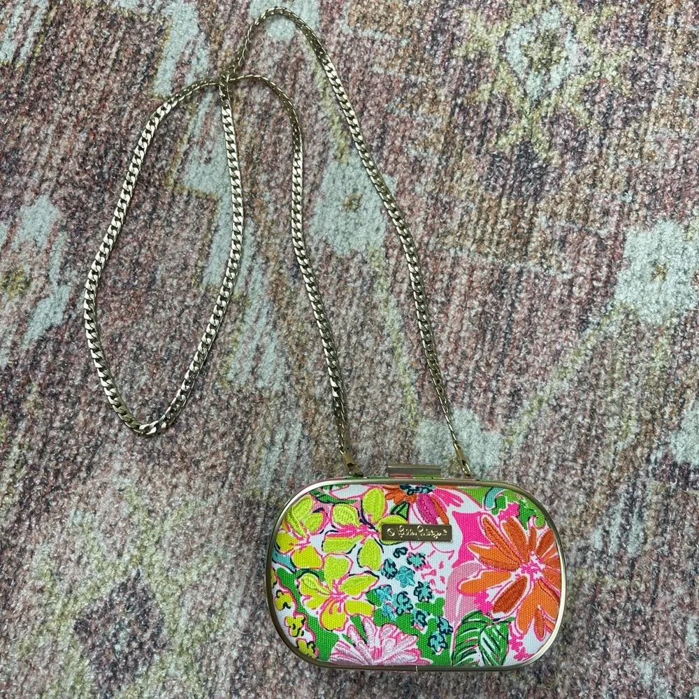 Lilly Pulitzer Target Neon Floral Clutch on Chain Crossbody Bag - Picture 3 of 6